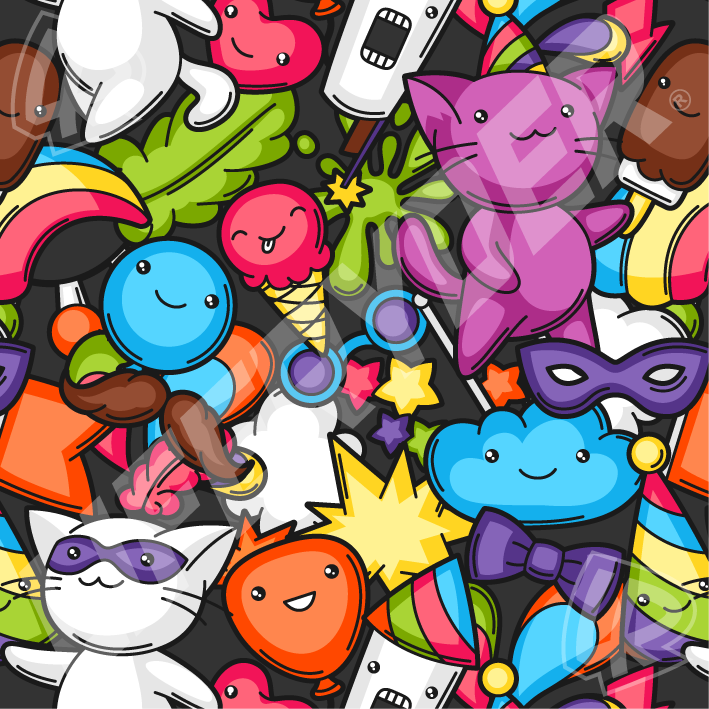 EVOLV™ Carnival Cats scooter sticker set for LIFERYDER scooters and balance bikes