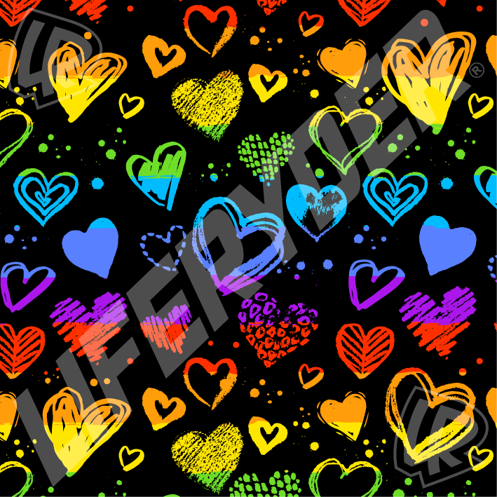 EVOLV™ Rainbow Hearts scooter sticker set for LIFERYDER scooters and balance bikes