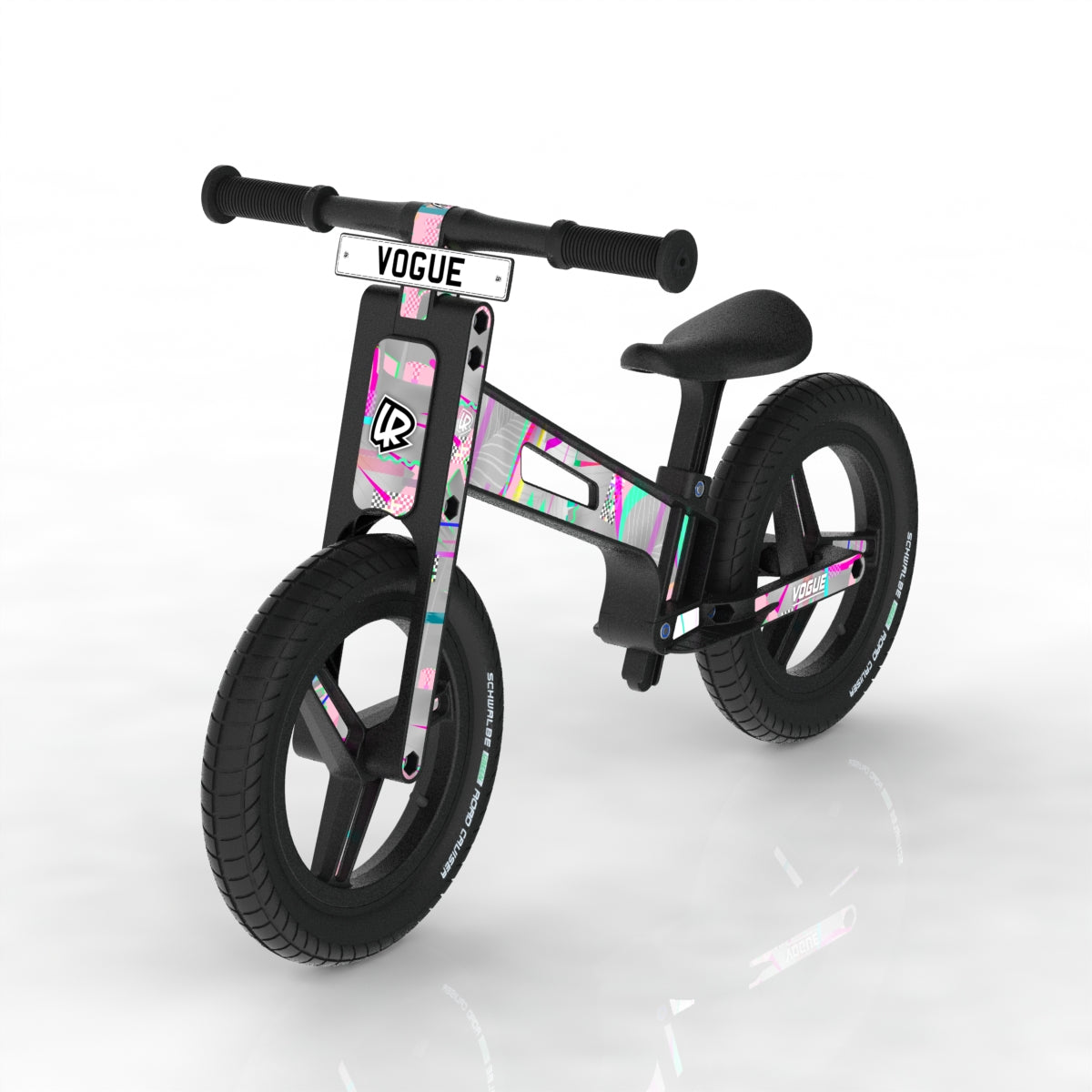 LIFERYDER VOGUE Pink Glitch balance bike sticker set preview