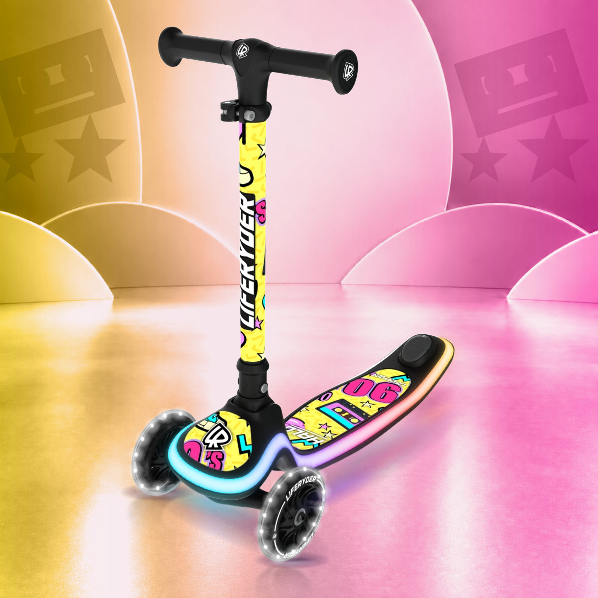 LIFERYDER HALO 90s three-wheel scooter, front three-quarter view