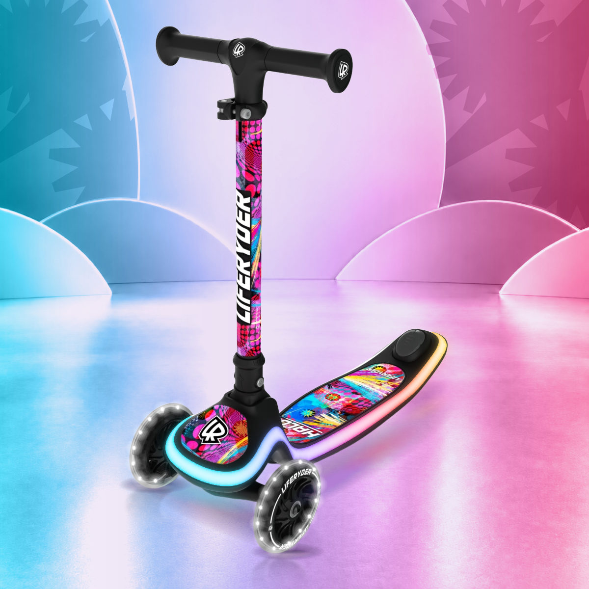 LIFERYDER HALO Blast three-wheel scooter, front three-quarter view