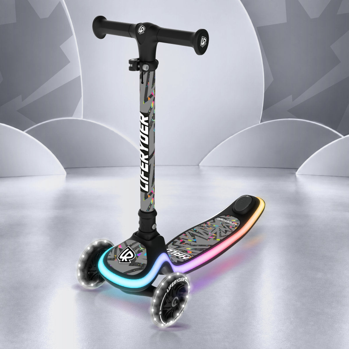 LIFERYDER HALO Moonshine three-wheel scooter, front three-quarter view