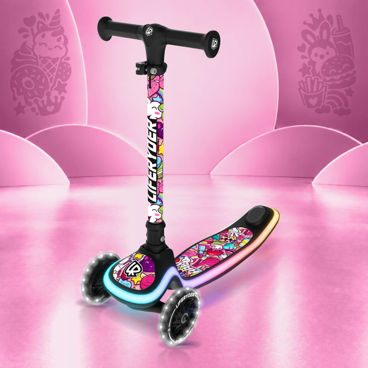 LIFERYDER HALO Popkins three-wheel scooter, front three-quarter view