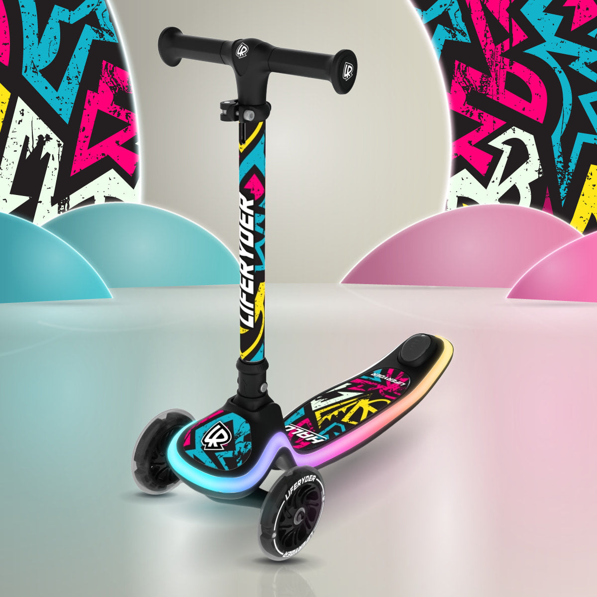 LIFERYDER HALO Street Attack three-wheel scooter, front three-quarter view