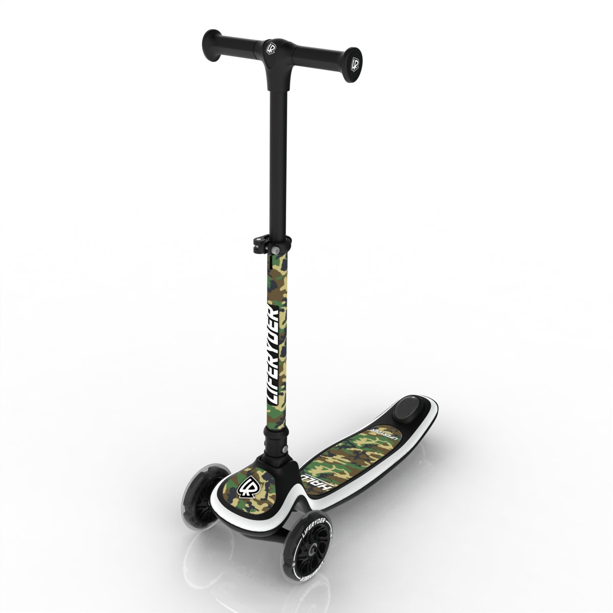 LIFERYDER HALO Army Camo adjustable height toddler scooter extended view