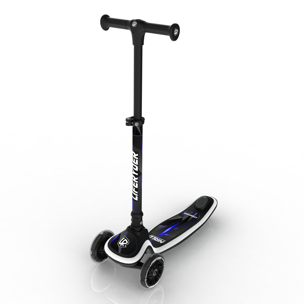 LIFERYDER HALO Blue Stealth adjustable height toddler scooter extended view