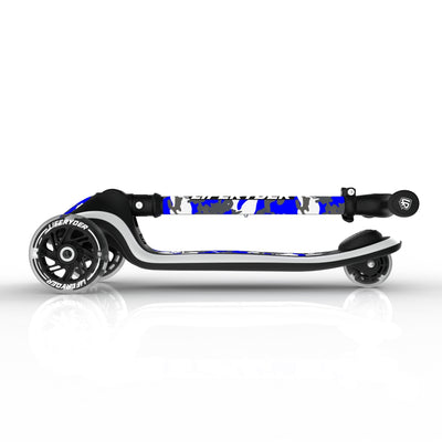 LIFERYDER HALO Blue Storm foldable 3 wheel scooter folded view