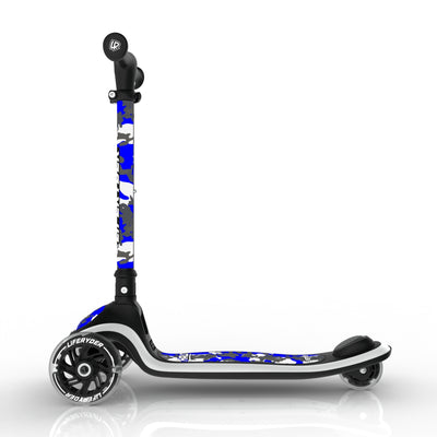 LIFERYDER HALO Blue Storm lean-to-steer toddler scooter side view