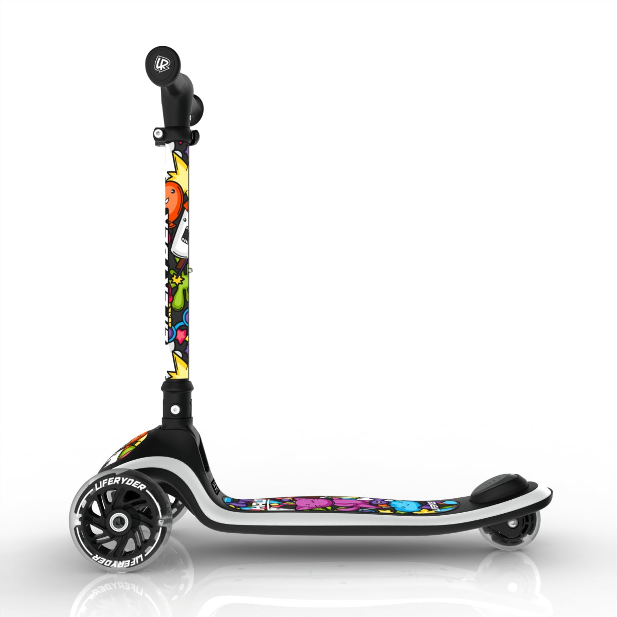 LIFERYDER HALO Carnival Cats lean-to-steer toddler scooter side view