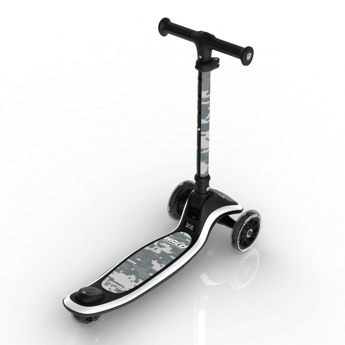 LIFERYDER HALO Digital Camo 3 wheel kids scooter rear view