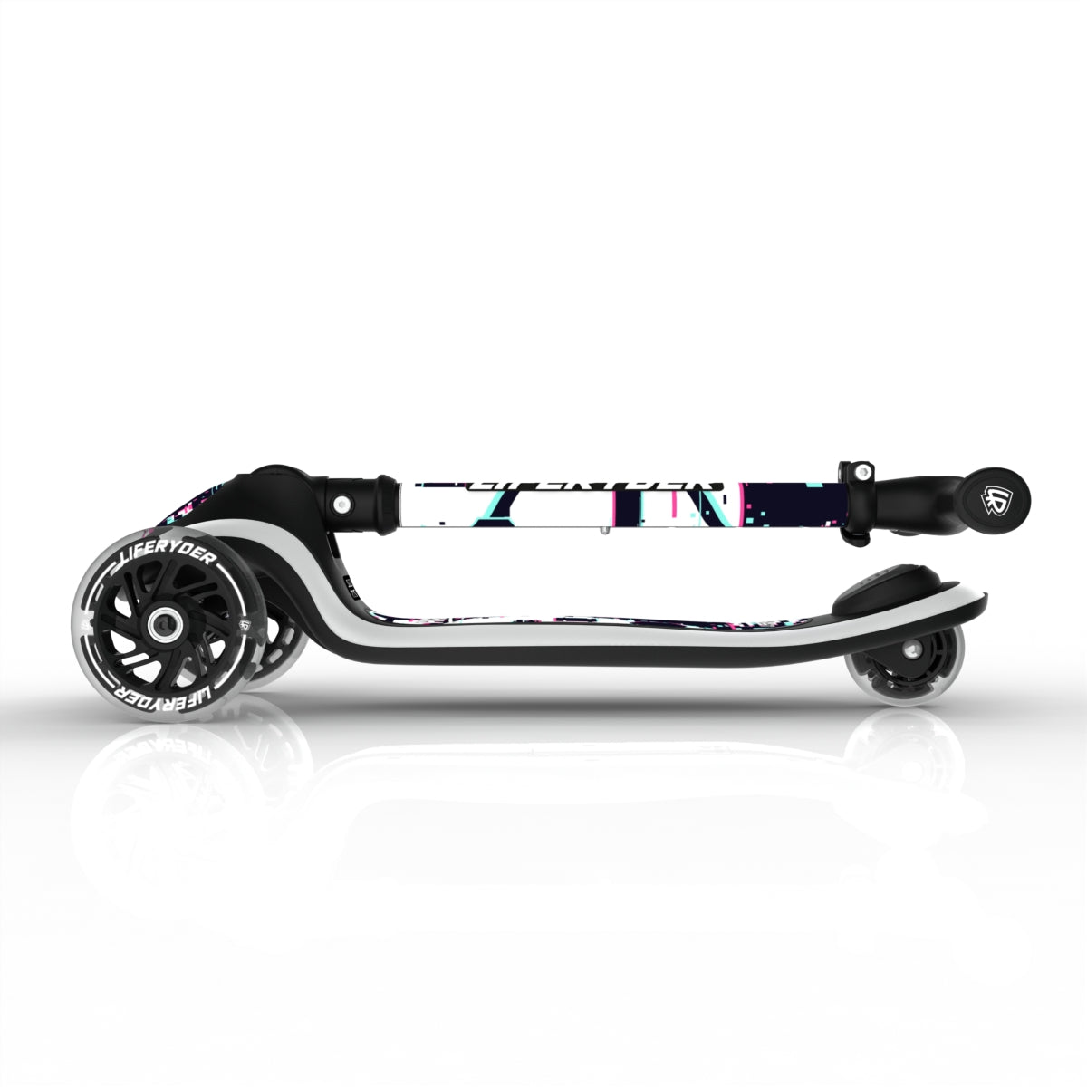 LIFERYDER HALO Glitch foldable 3 wheel scooter folded view