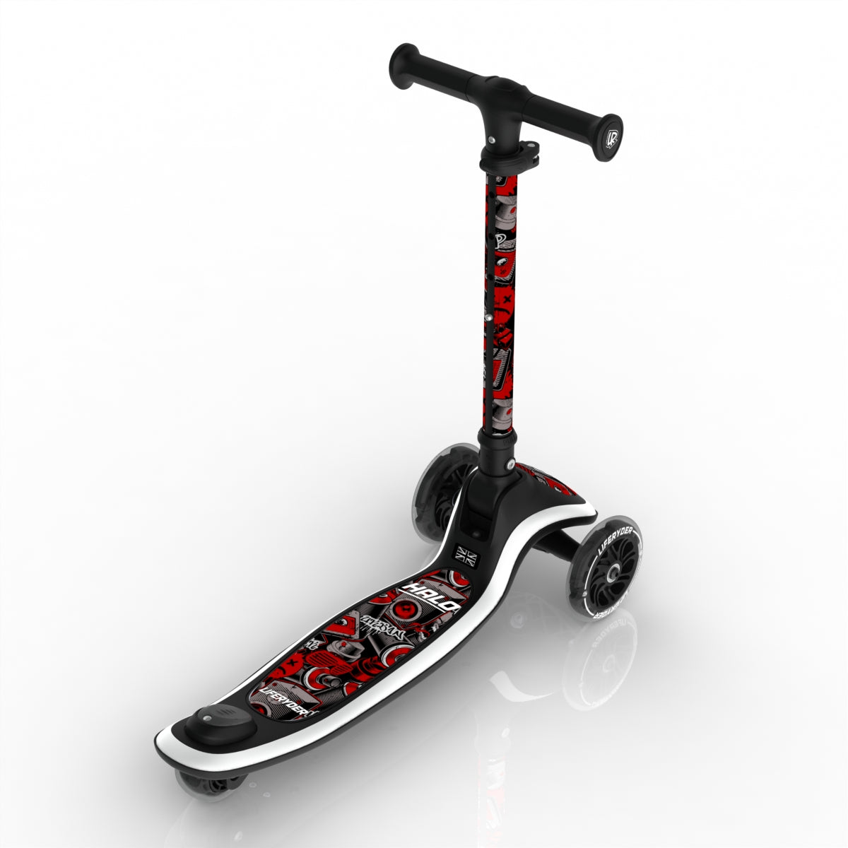 LIFERYDER HALO Red Mist 3 wheel kids scooter rear view