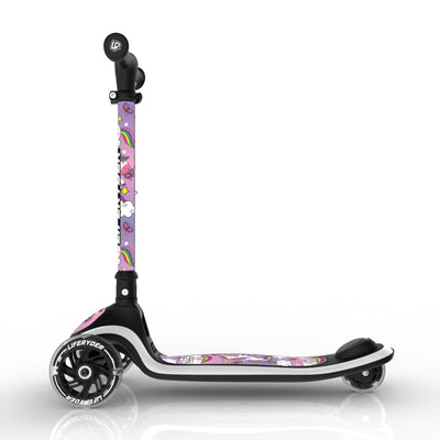 LIFERYDER HALO Unicorn lean-to-steer toddler scooter side view