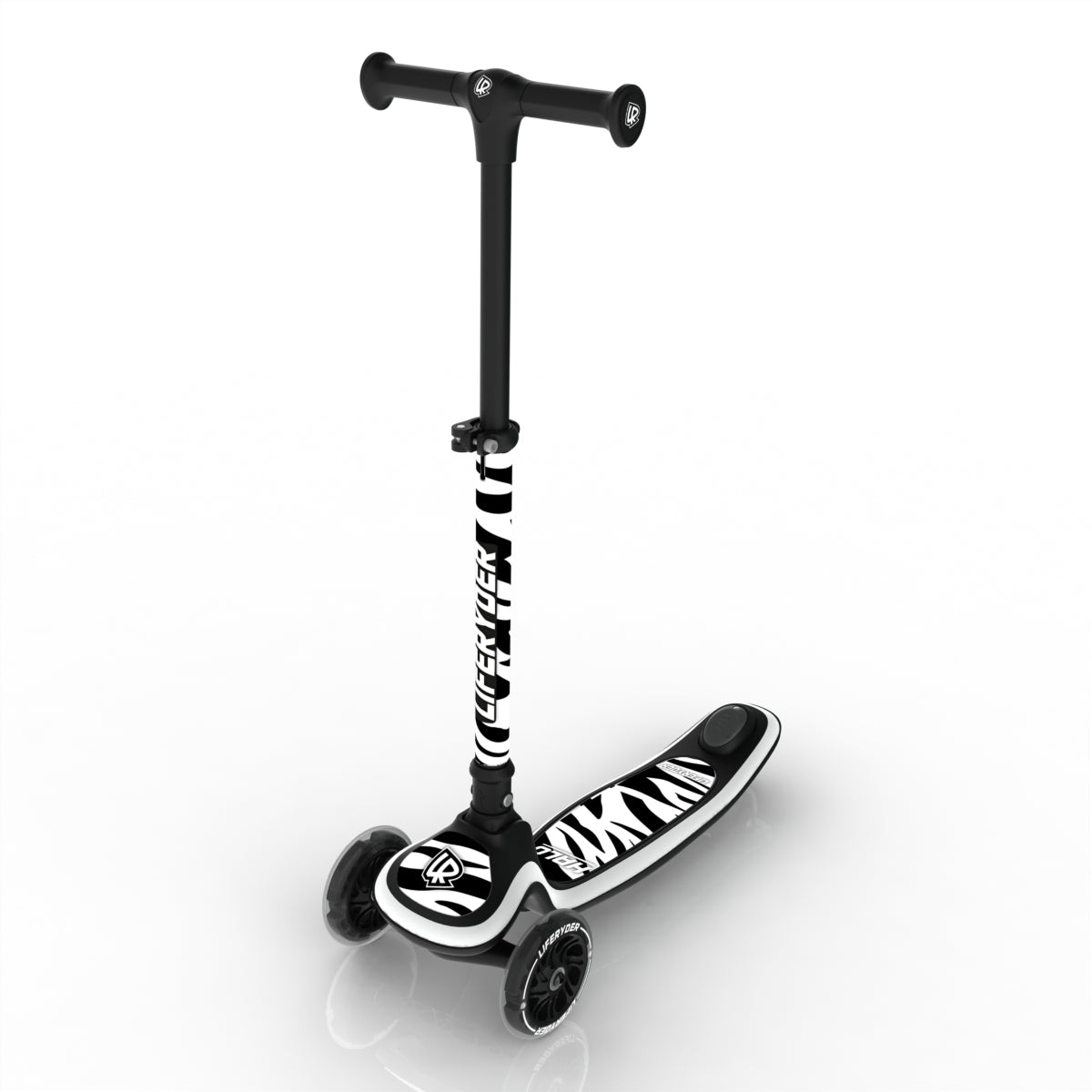 LIFERYDER HALO Zebra Stripes adjustable height toddler scooter extended view