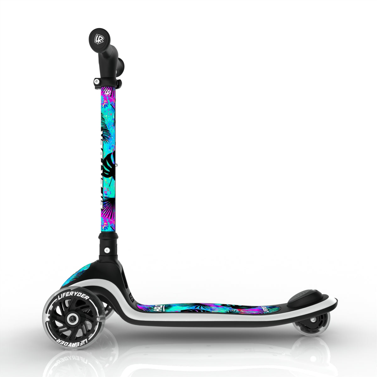 LIFERYDER HALO Neon Palm lean-to-steer toddler scooter side view