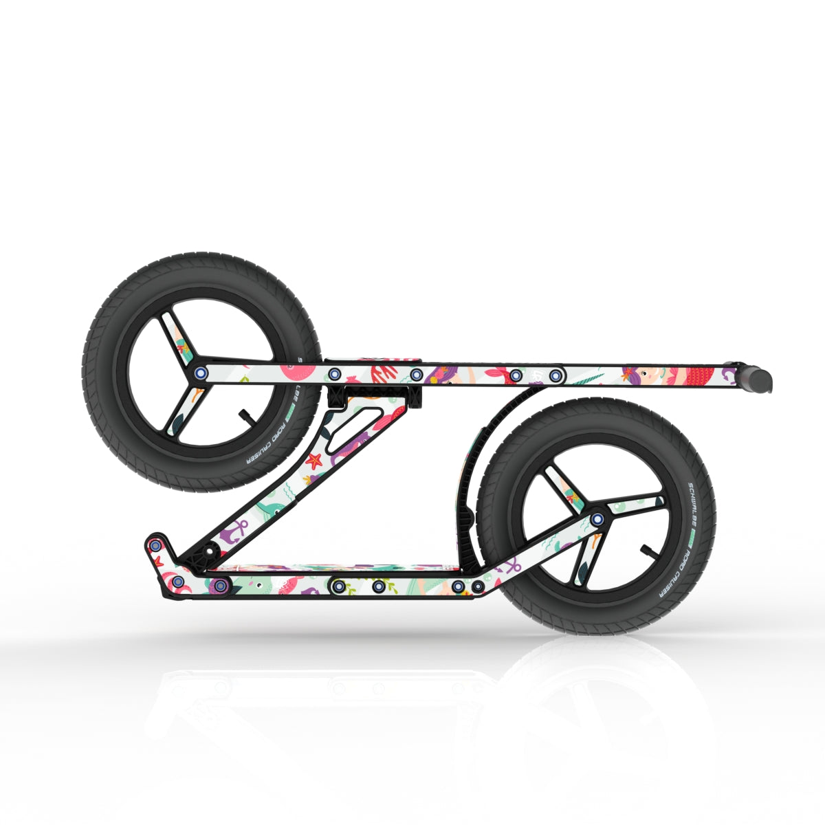 LIFERYDER INFINITY Mermaids & Dolphins collapsible big wheel scooter folded view