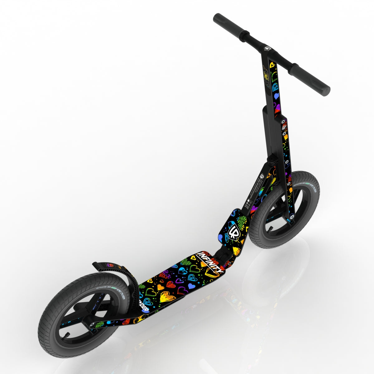 LIFERYDER INFINITY Rainbow Hearts 12 inch air tyre scooter top view