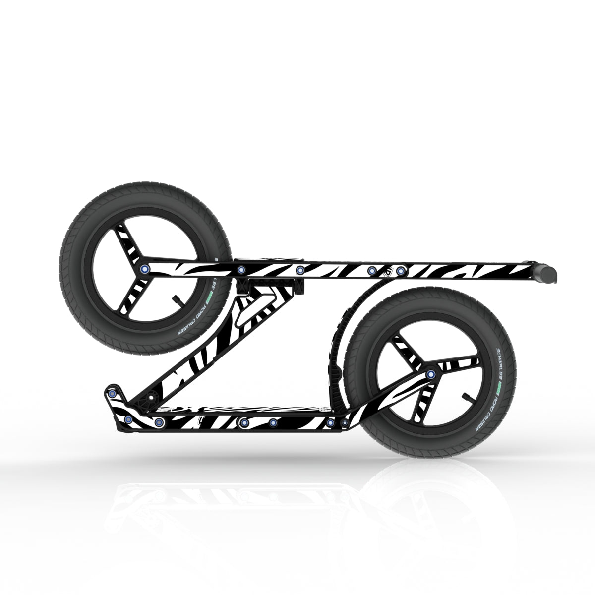 LIFERYDER INFINITY Zebra Stripes collapsible big wheel scooter folded view