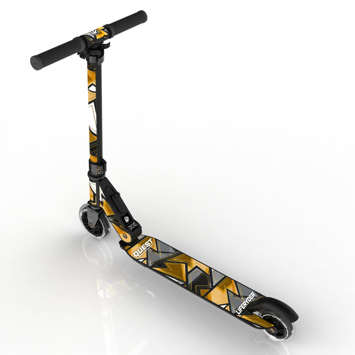 LIFERYDER QUEST 24ct Gold foldable 2 wheel scooter rear view