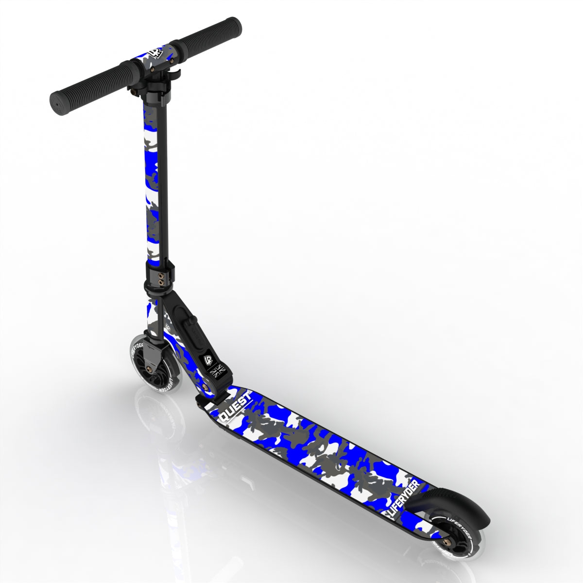 LIFERYDER QUEST Blue Storm foldable 2 wheel scooter rear view