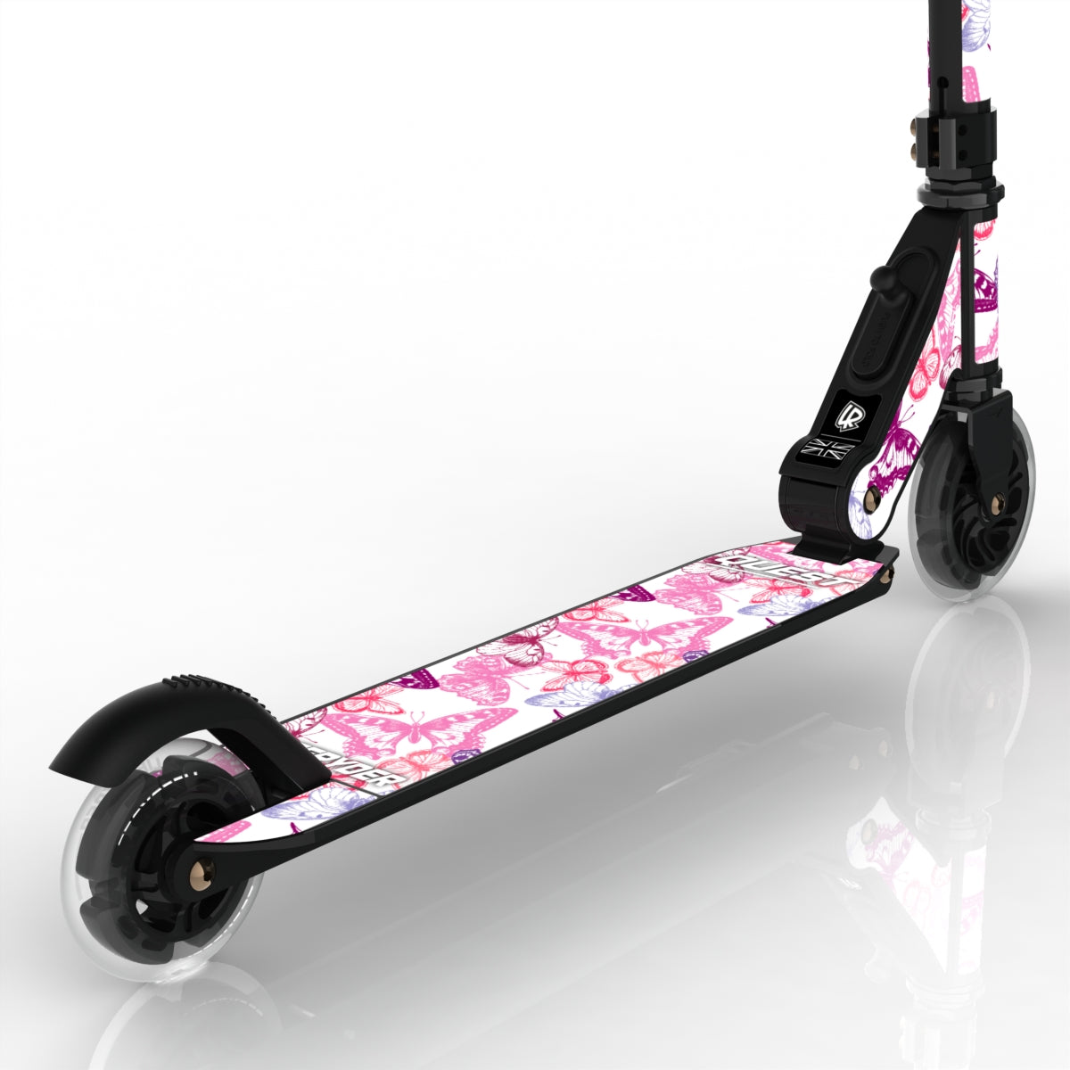 LIFERYDER QUEST Butterflies light-up LED wheels scooter detail
