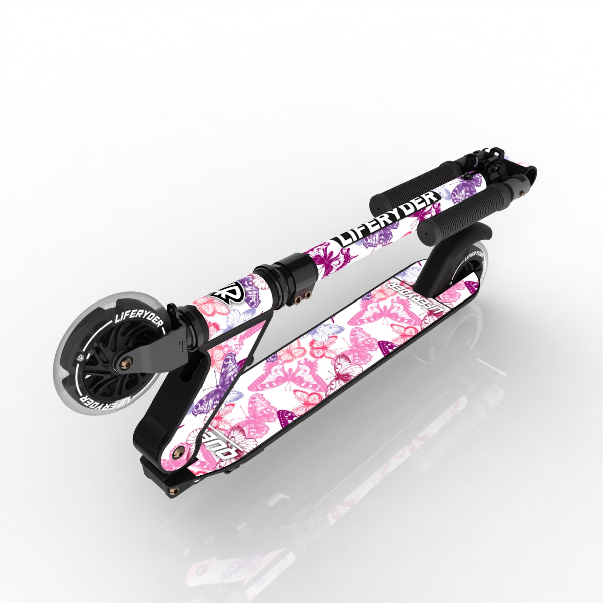 LIFERYDER QUEST Butterflies folding kids scooter folded view