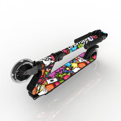 LIFERYDER QUEST Carnival Cats folding kids scooter folded view