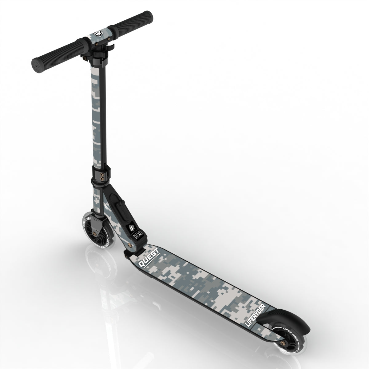 LIFERYDER QUEST Digital Camo foldable 2 wheel scooter rear view