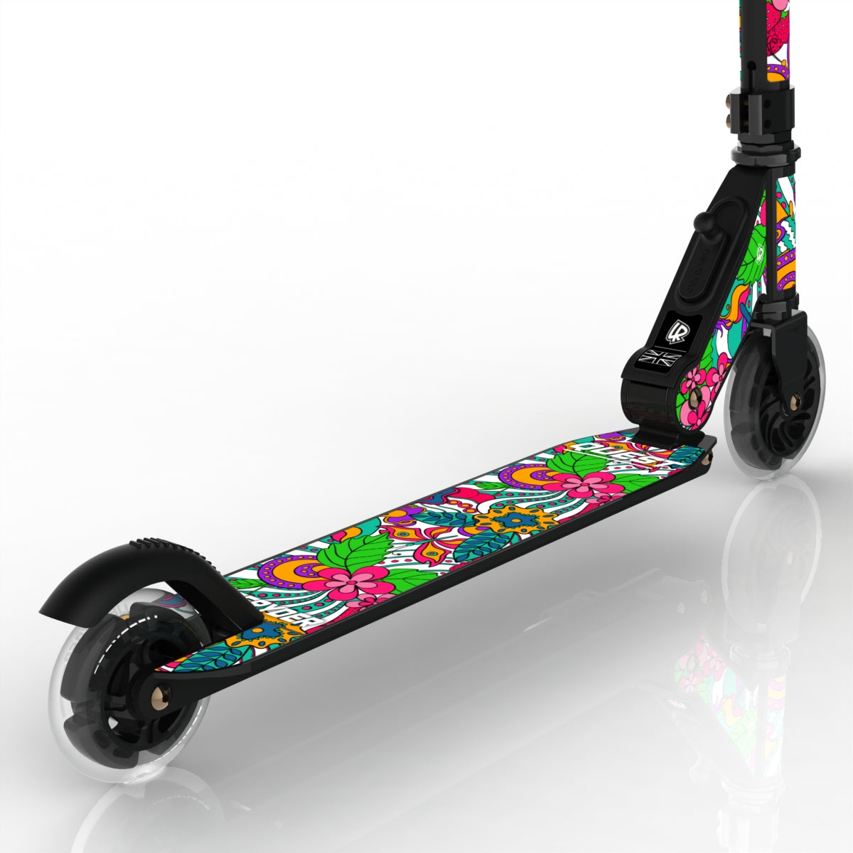 LIFERYDER QUEST Flower Power light-up LED wheels scooter detail