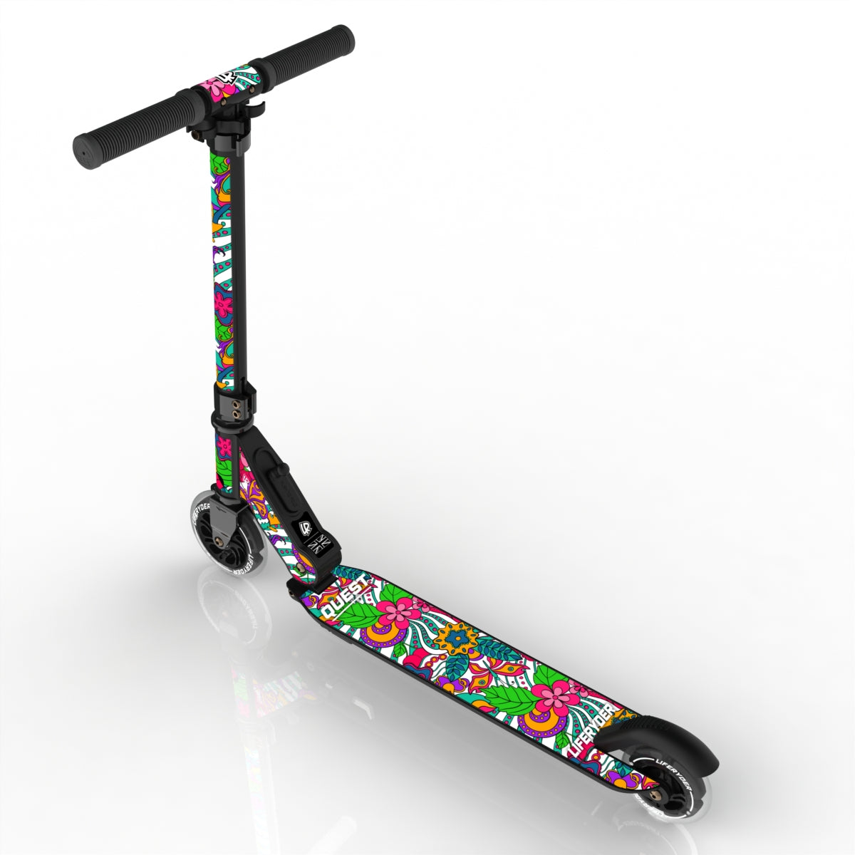 LIFERYDER QUEST Flower Power foldable 2 wheel scooter rear view