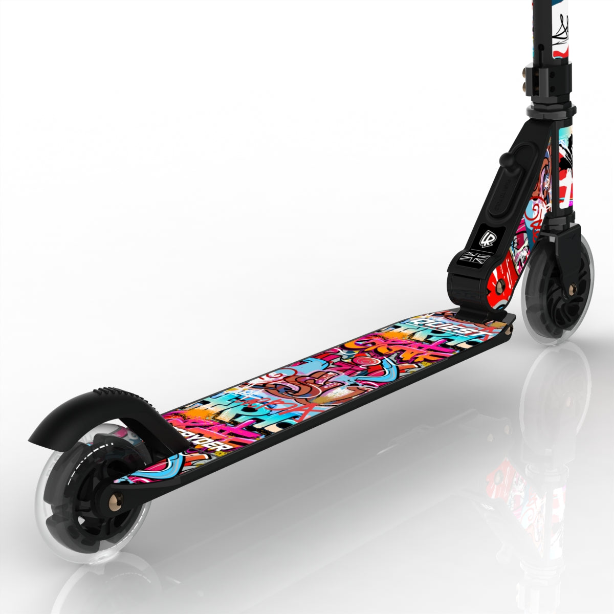 LIFERYDER QUEST Graffiti light-up LED wheels scooter detail