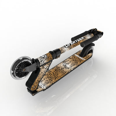 LIFERYDER QUEST Leopard Sprint folding kids scooter folded view