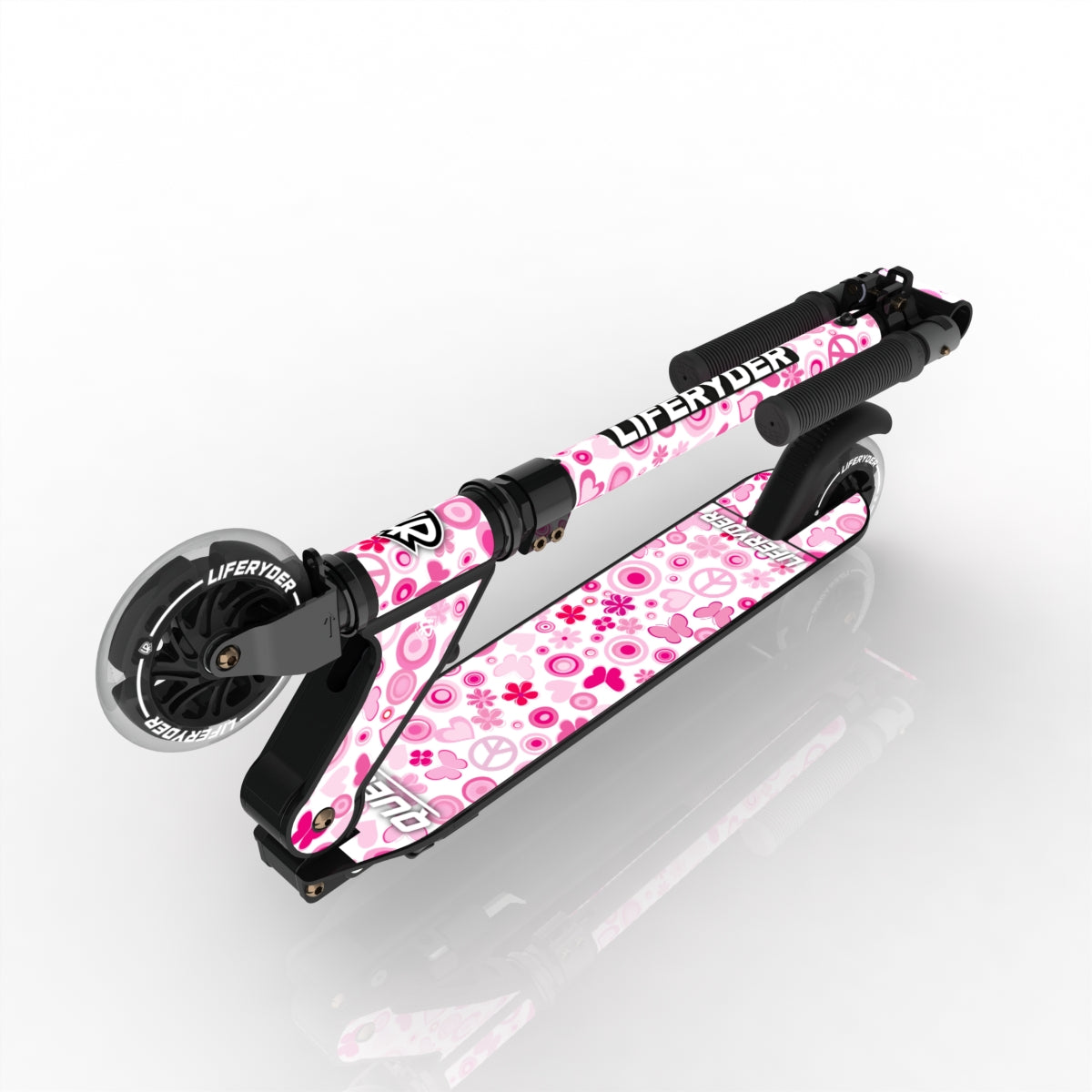 LIFERYDER QUEST Peace & Love folding kids scooter folded view