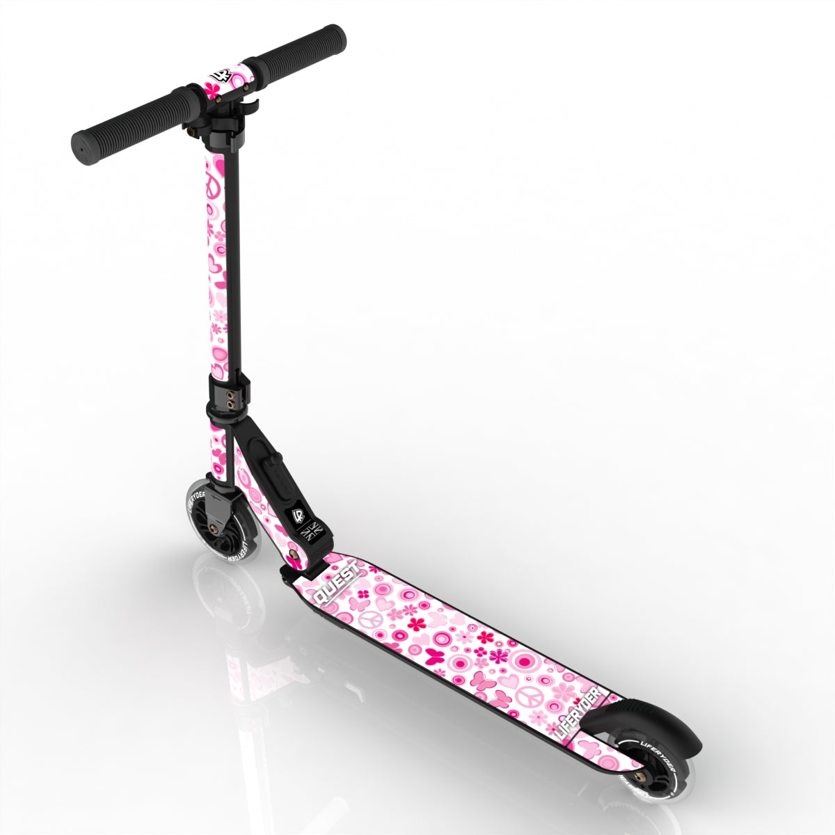 LIFERYDER QUEST Peace & Love foldable 2 wheel scooter rear view