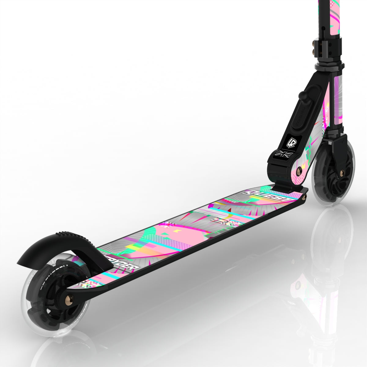 LIFERYDER QUEST Pink Glitch light-up LED wheels scooter detail