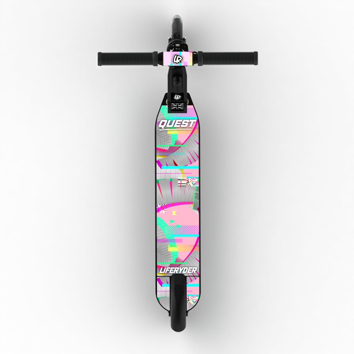 LIFERYDER QUEST Pink Glitch adjustable height 2 wheel scooter extended view