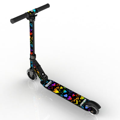 LIFERYDER QUEST Rainbow Hearts foldable 2 wheel scooter rear view