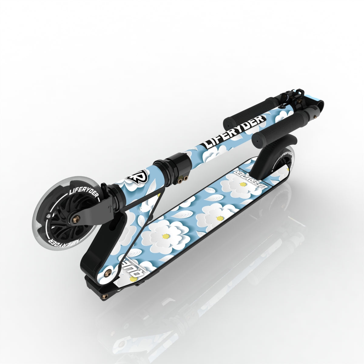 LIFERYDER QUEST Sakura Clouds folding kids scooter folded view