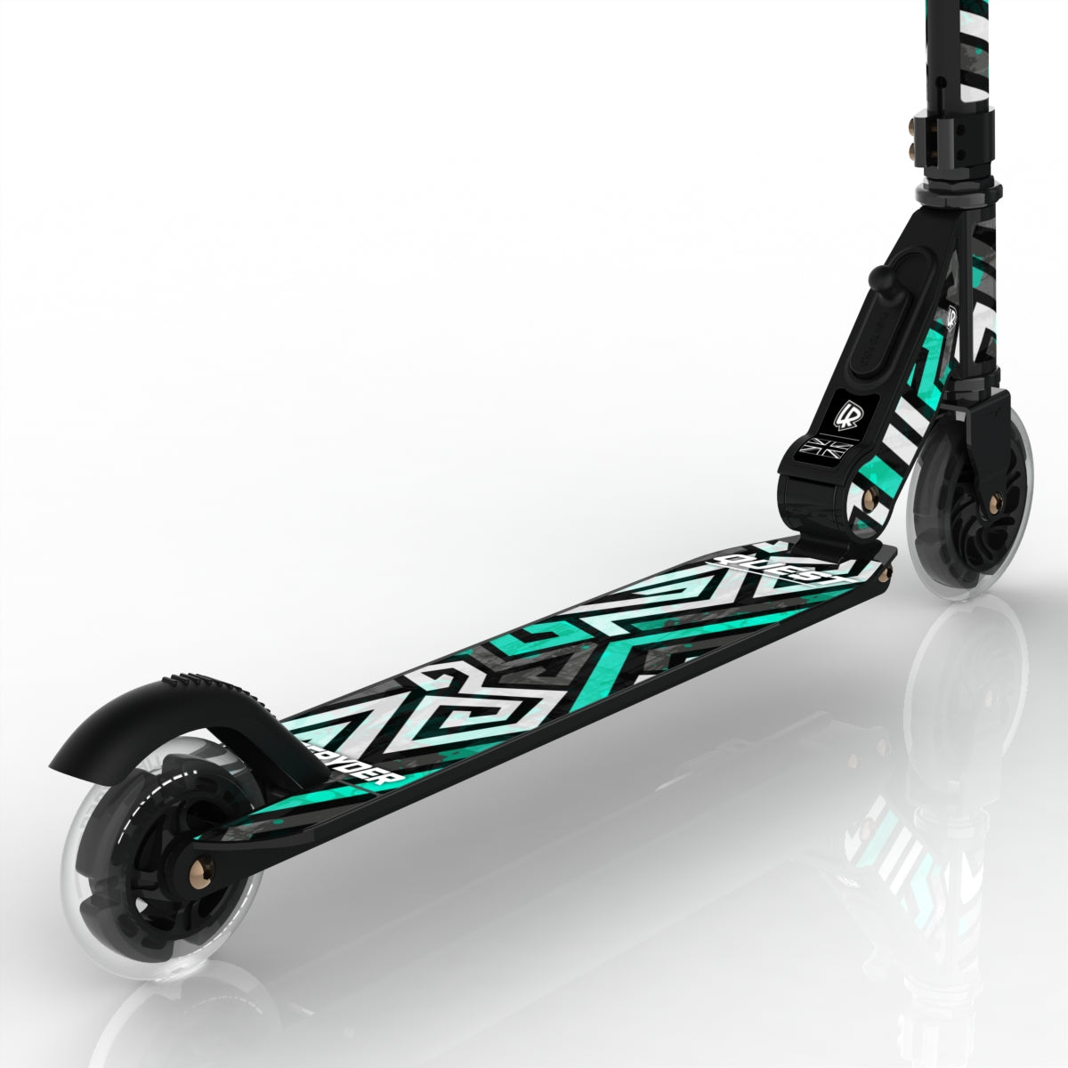 LIFERYDER QUEST Spearmint Maze light-up LED wheels scooter detail
