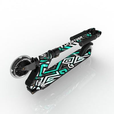 LIFERYDER QUEST Spearmint Maze folding kids scooter folded view