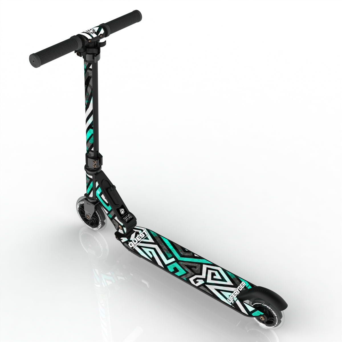 LIFERYDER QUEST Spearmint Maze foldable 2 wheel scooter rear view