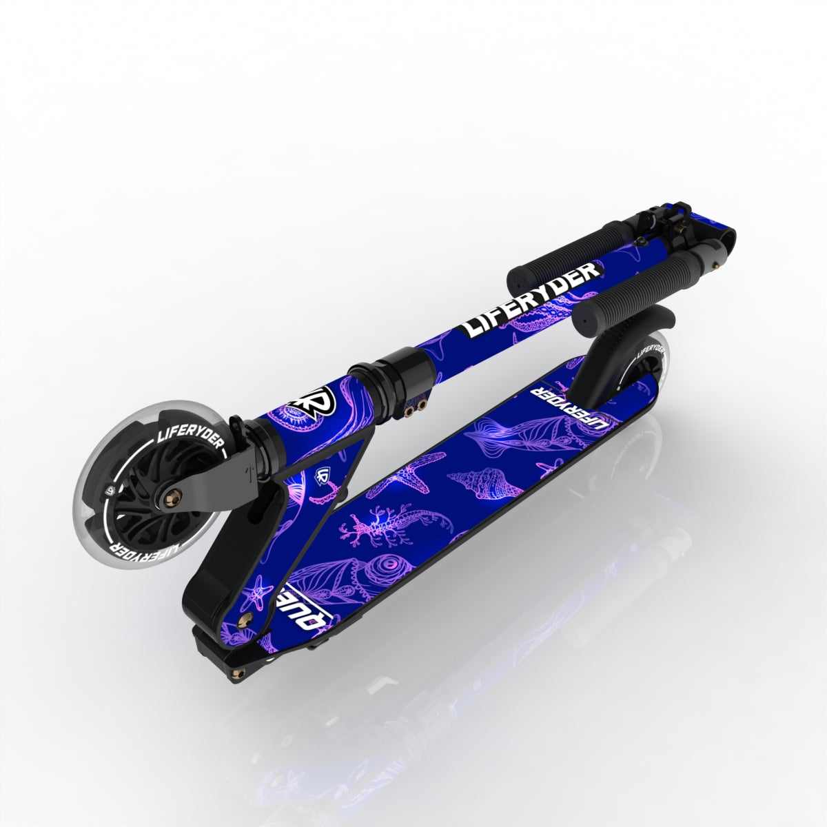 LIFERYDER QUEST Ultraviolet folding kids scooter folded view