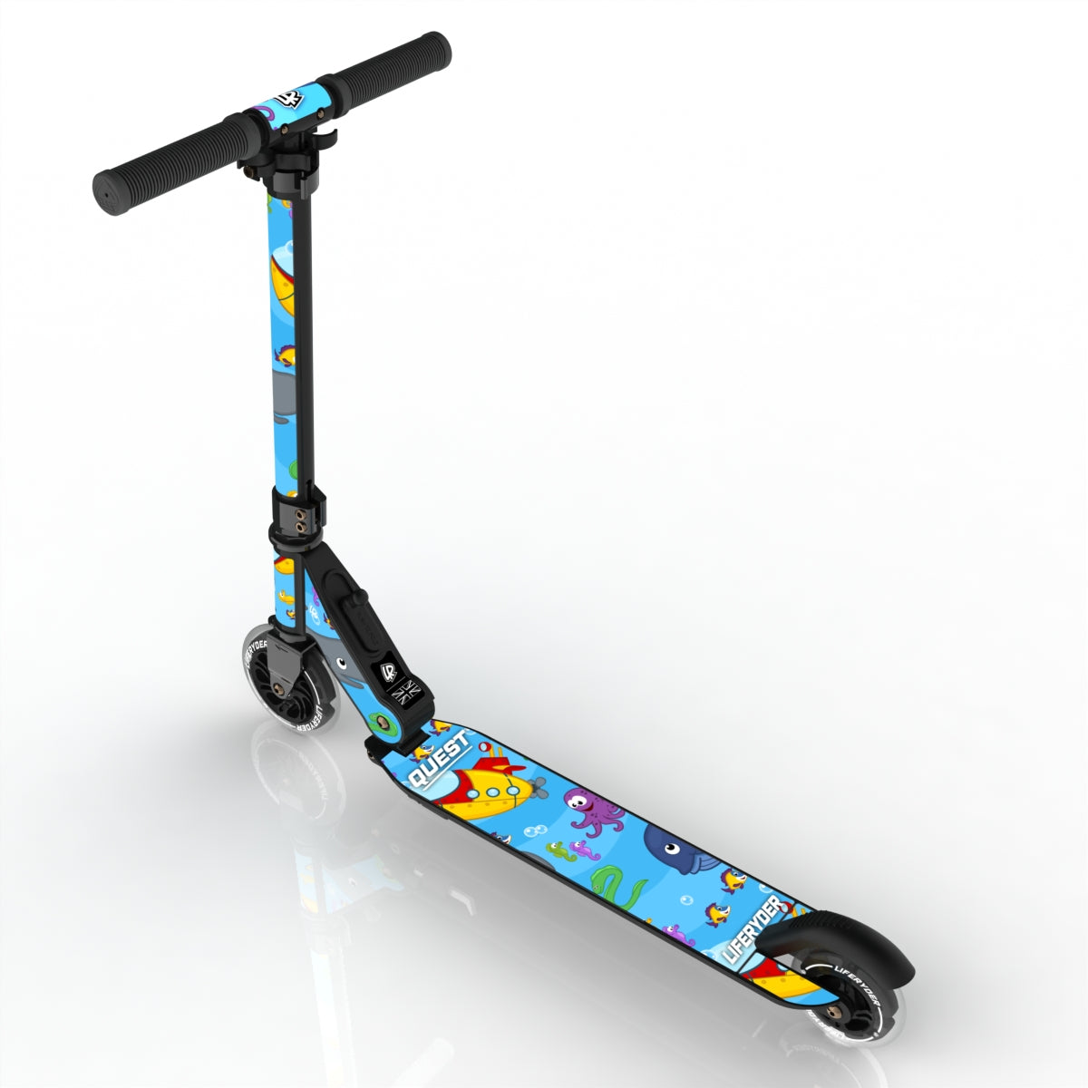 LIFERYDER QUEST Under the Sea foldable 2 wheel scooter rear view