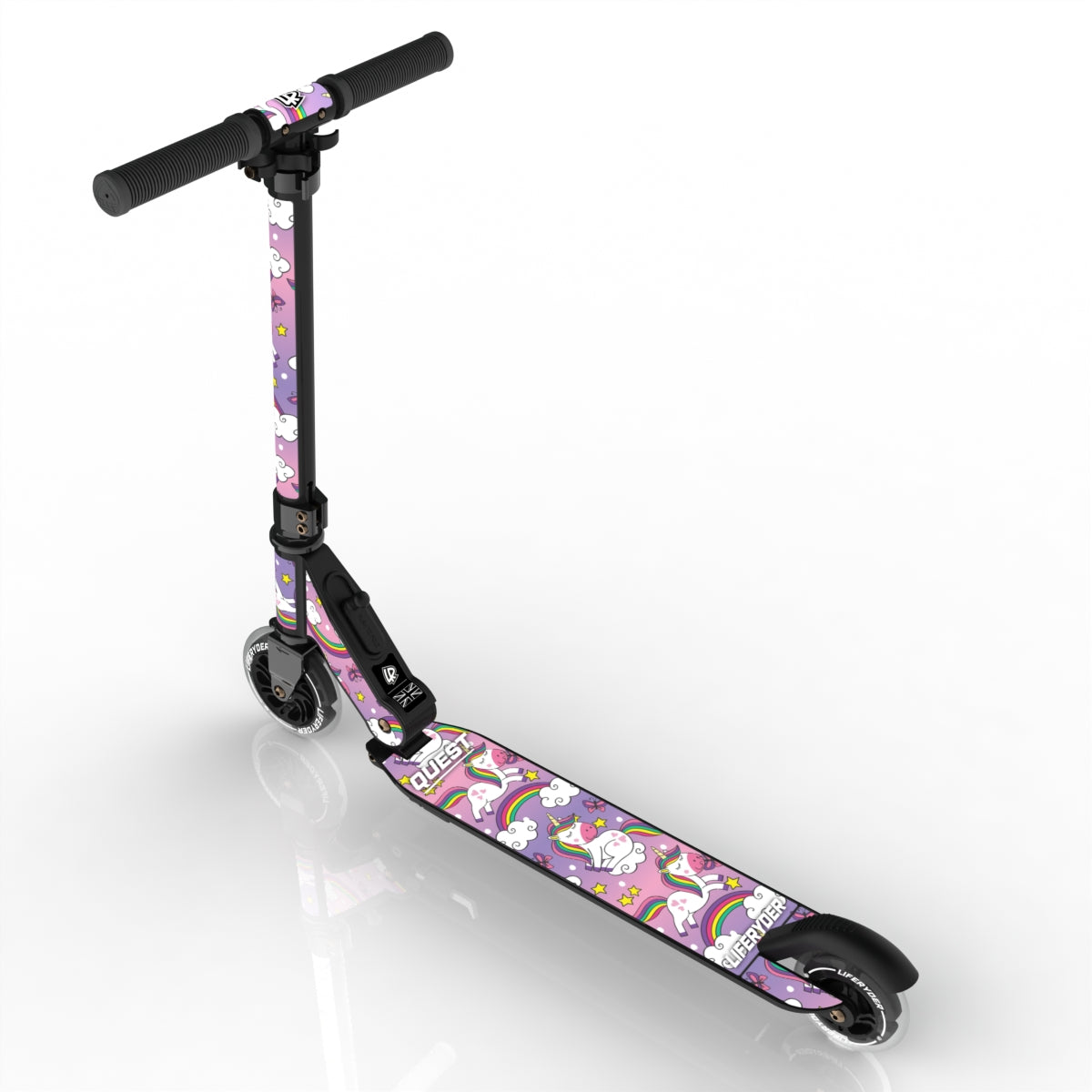 LIFERYDER QUEST Unicorn foldable 2 wheel scooter rear view