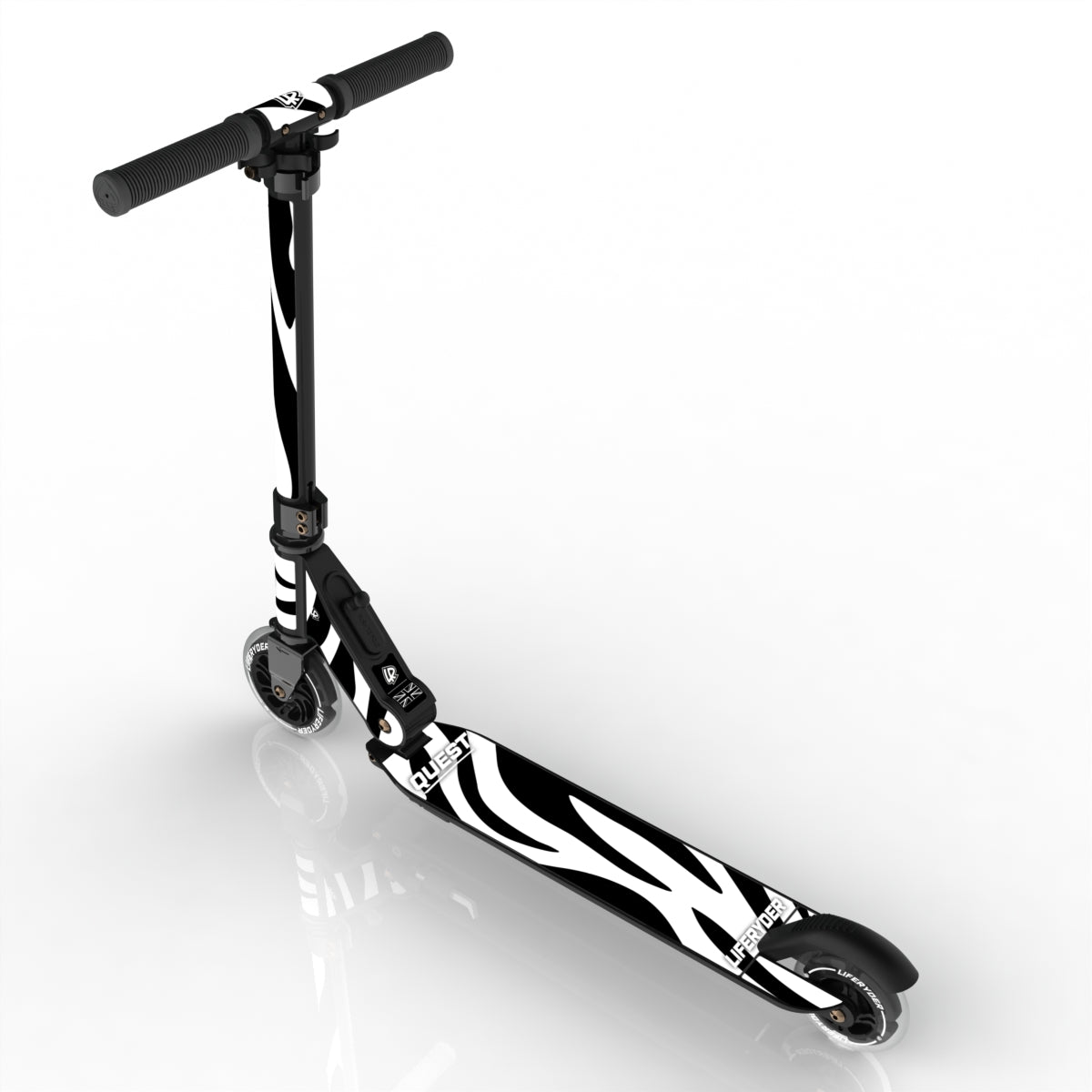 LIFERYDER QUEST Zebra Stripes foldable 2 wheel scooter rear view