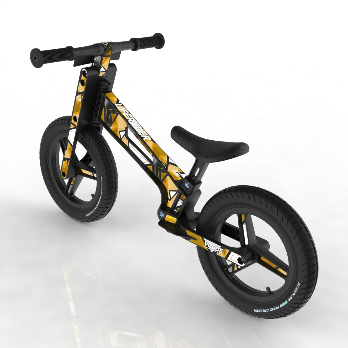 LIFERYDER VOGUE 24ct Gold 12 inch air tyre balance bike rear view