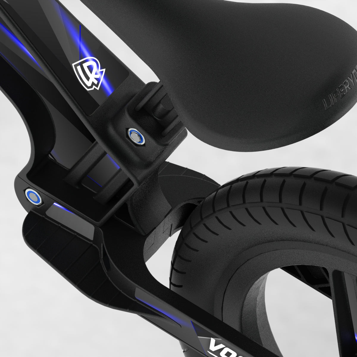 LIFERYDER VOGUE Blue Stealth EVOLV graphics balance bike detail