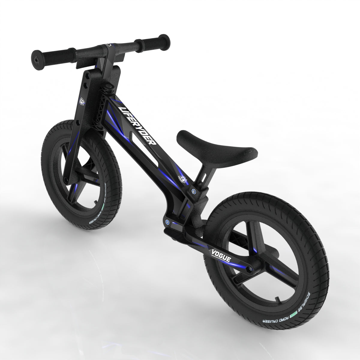 LIFERYDER VOGUE Blue Stealth 12 inch air tyre balance bike rear view