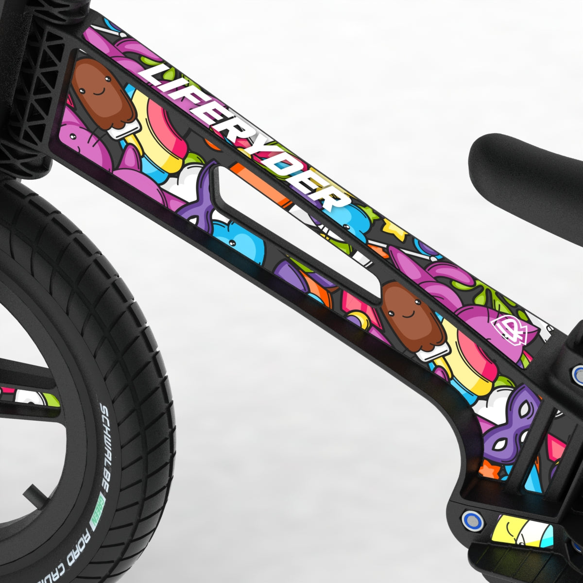 LIFERYDER VOGUE Carnival Cats footrest balance bike detail