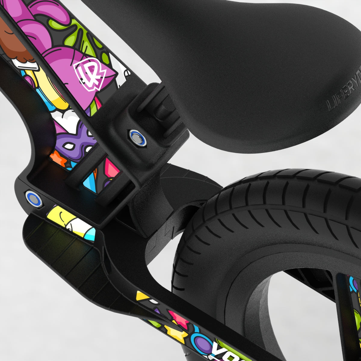 LIFERYDER VOGUE Carnival Cats EVOLV graphics balance bike detail